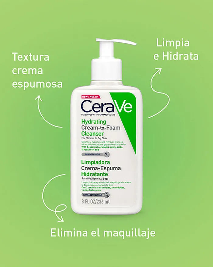 CERAVE Limpiador Hidratante De Crema a Espuma