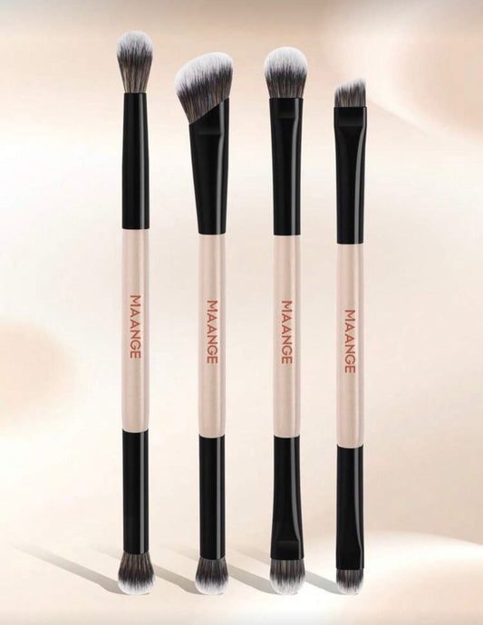 Juego de brochas de maquillaje facial profesional MAANGE de 4 piezas con doble cabezal.